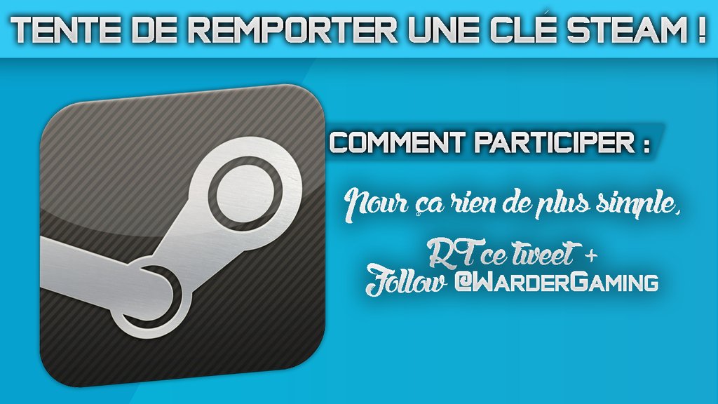 W4rderG's tweet photo. #ConcoursRapide 🎁
Une clé steam à gagner !! ✔
RT &amp; Follow @WarderGaming et @SchwarzKiller 👈
Fin à 00h00 !! GL !! 🍀 https://t.co/RA6YrrQF79