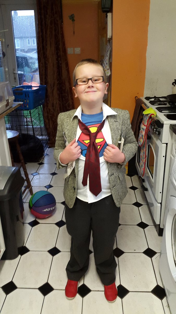 ParsleyJa's tweet photo. #cinwest Louie Anderson superhero fancy dress for Filton Primary School raised £430! https://t.co/gA5uqmEH73