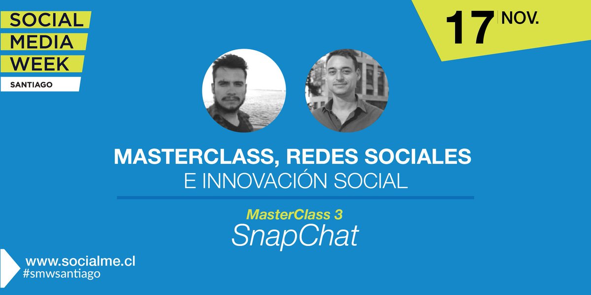 smdaystgo's tweet image. RT @socialmelatam: No te pierdas la MasterClass de Snapchat de @AleStuardo y @kemeny_x en #SMWSantiago.