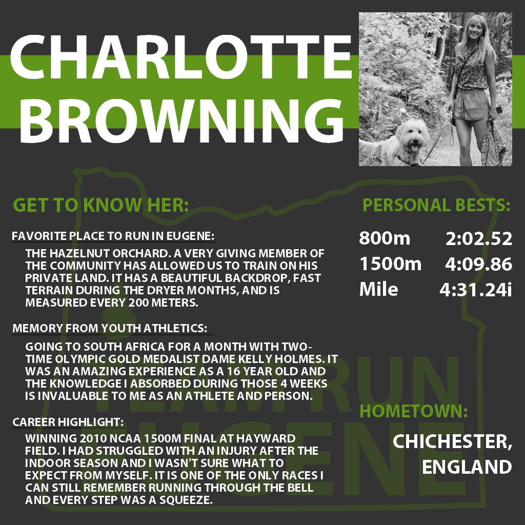 teamruneugene's tweet photo. Day 15:
Say hello to Charlotte Browning!
#GetToKnowTRE
#teamruneugene
#tracktownusa https://t.co/A7HVXFhGMA