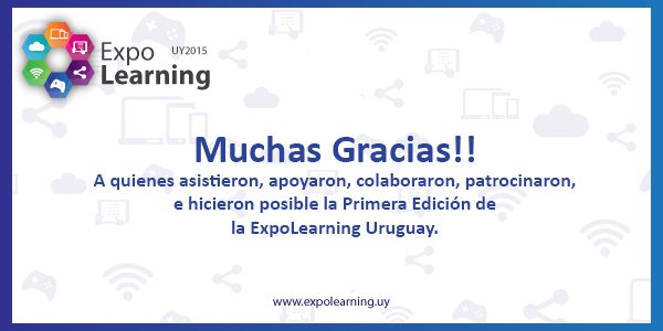 ExpoLearningUY's tweet photo. @ExpoLearningUY agradece a todos los que hicieron posible la #ExpoLearningUY 2015. En breve compartiremos contenidos https://t.co/jt40yyQnWW