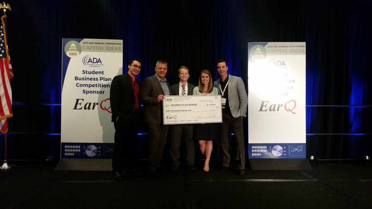 EarQ's tweet photo. Congratulations to the winners of the 3rd annual student business plan competition from EarQ. #ADA2015 #audpeeps https://t.co/IZtrtqxbeZ