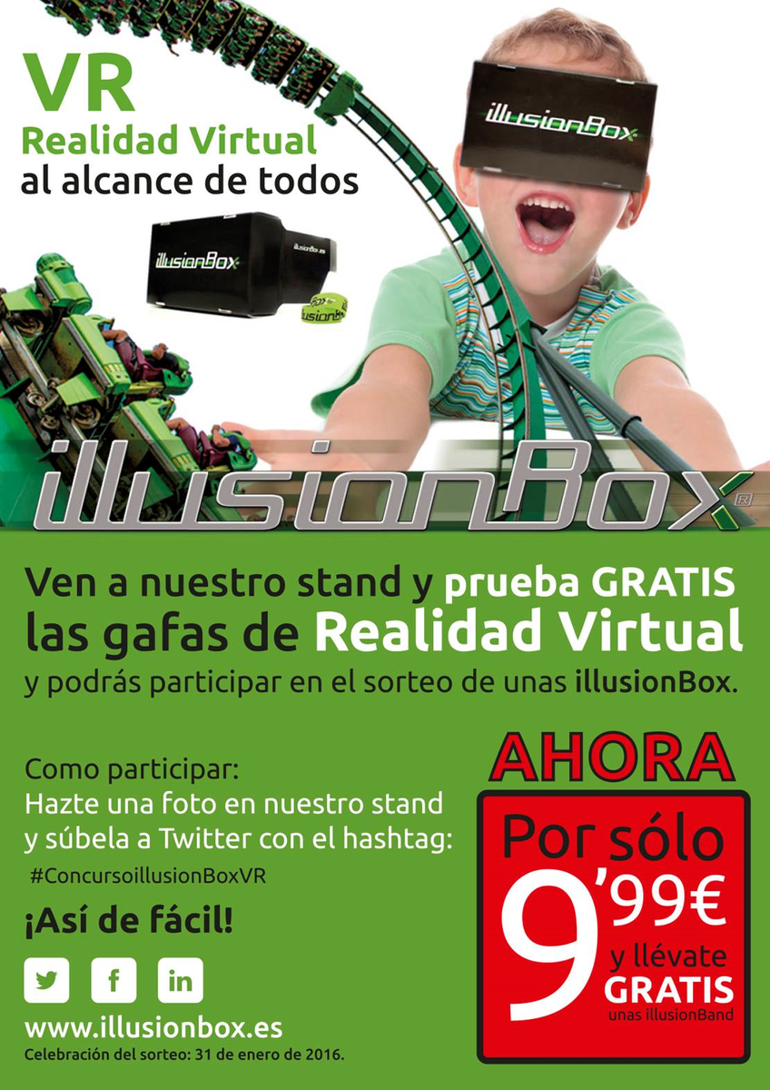 IllusionBoxVR's tweet photo. Consigue tus gafas de #realidadvirtual GRATIS. Ven a vernos @CCPlazaNorte2(madrid) o @ccncondomina(murcia) https://t.co/u56f00yuIU
