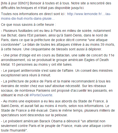 lemondefr's tweet photo. Les dernières informations à savoir sur les fusillades à Paris : https://t.co/p21j5QjyrR https://t.co/aIgZD658Q8