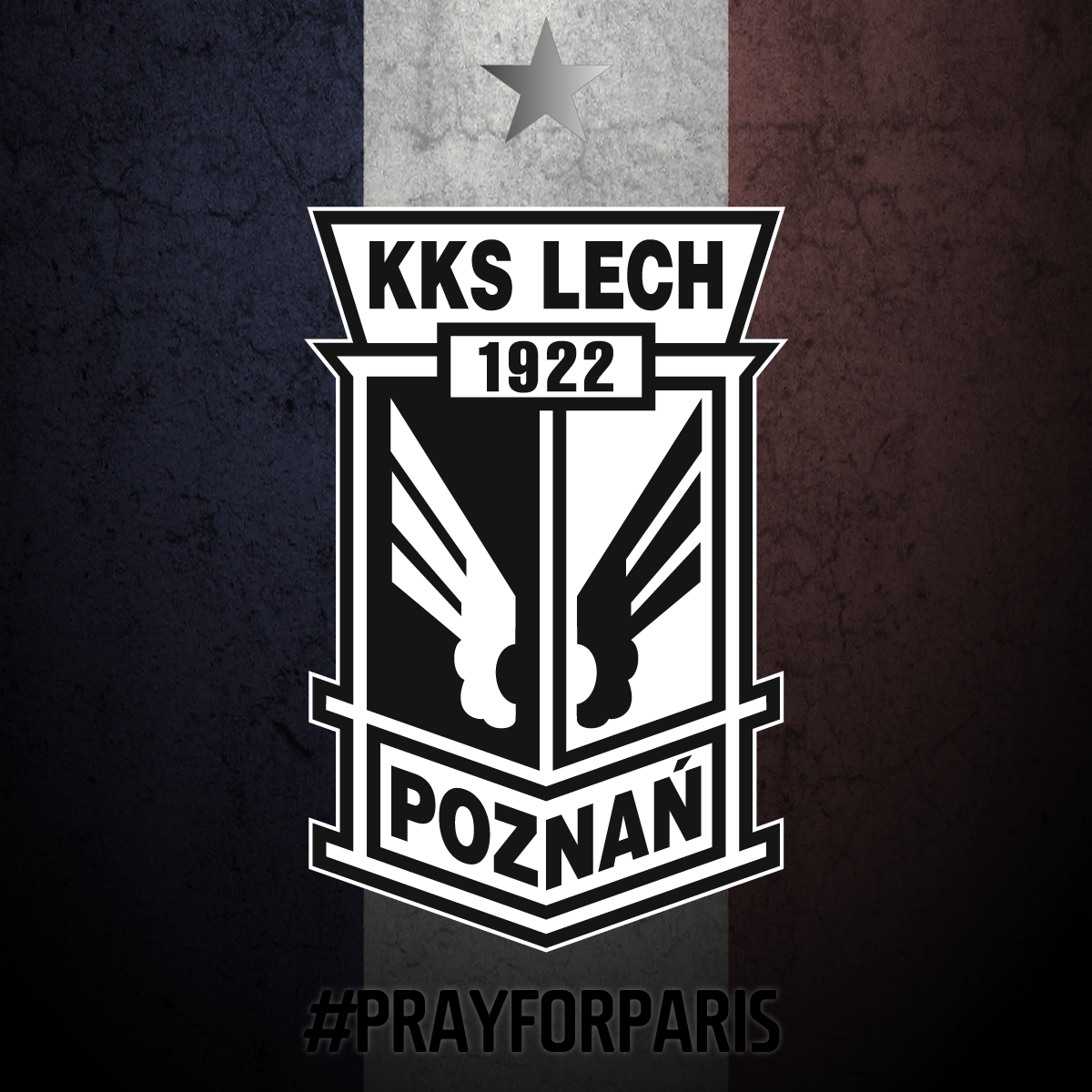 LechPoznan's tweet photo. Łączymy się w bólu z rodzinami ofiar zamachów w Paryżu #PrayForParis https://t.co/x0WinYrkMT