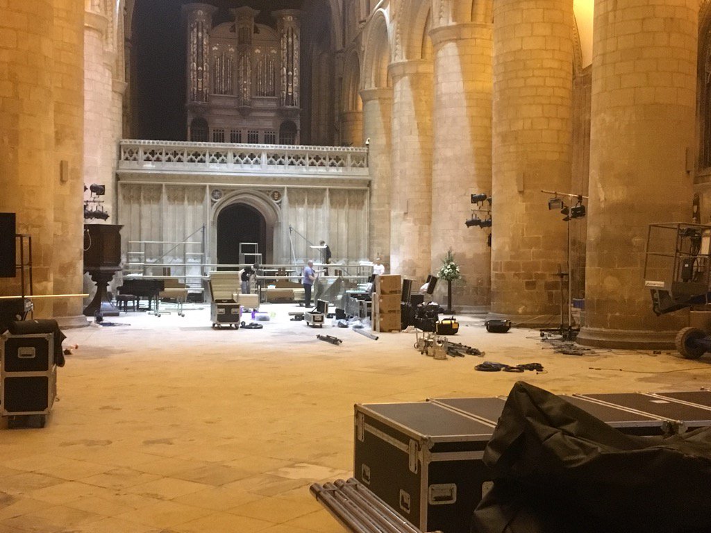 Knibbsey's tweet photo. Huge huge thanks to tech crew still derigging long after we finished tonight @GlosCathedral Amazing job. #cinwest https://t.co/dWZJaUu27s