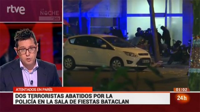 rtvenoticias's tweet photo. La Policía abate a dos terroristas en la sala Bataclan que han causado decenas de muertos  https://t.co/yxDAHs5ftl https://t.co/YXPzWuxRAt