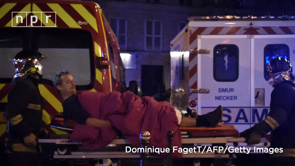 NPR's tweet photo. #ParisAttacks in images. Violence in at least 3 places: Bataclan concert hall, near football stadium &amp; restaurant. https://t.co/ao0squ1PAH