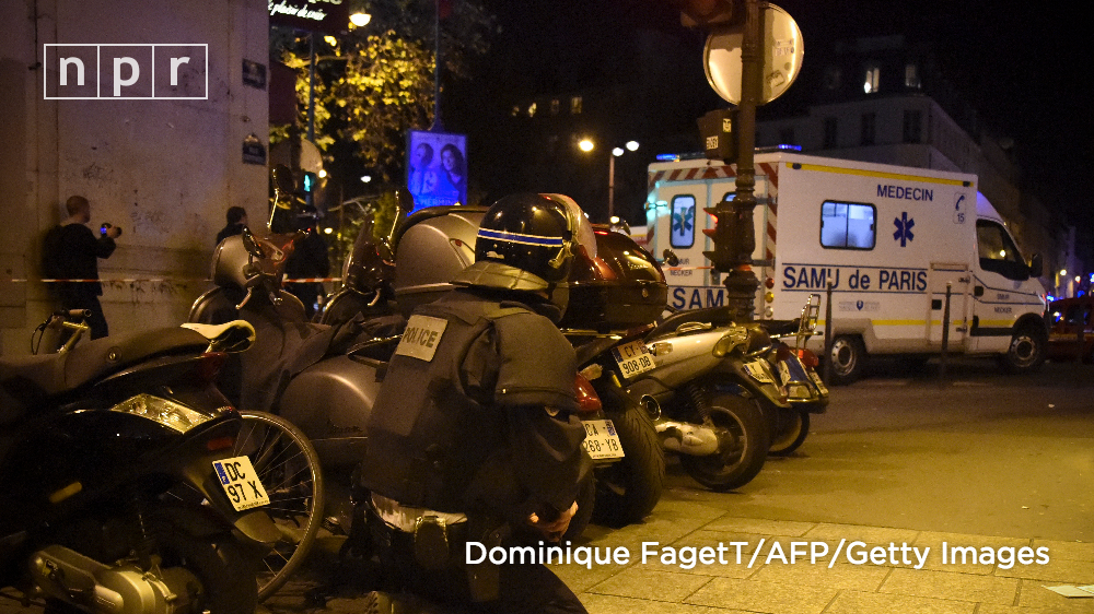 NPR's tweet photo. #ParisAttacks in images. Violence in at least 3 places: Bataclan concert hall, near football stadium &amp; restaurant. https://t.co/ao0squ1PAH