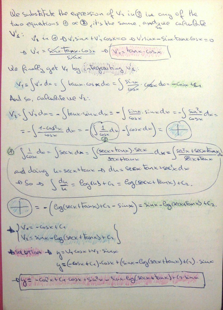 FCibeau's tweet photo. @ameleganes Ecuaciones diferenciales de segundo orden - Teleco - Ampliación de Matemáticas - Resueltos por Fer. https://t.co/vKLwFVgaX0