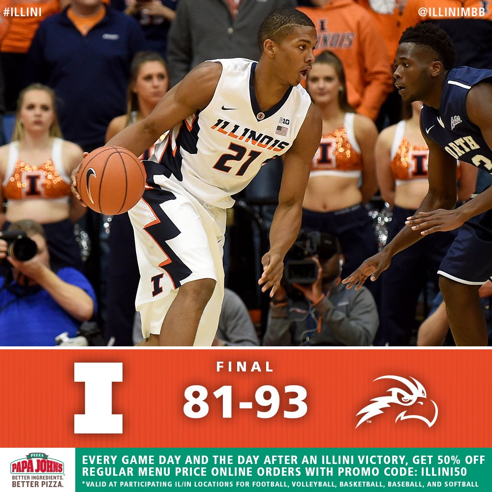 IlliniMBB's tweet photo. Final: North Florida 93, #Illini 81.

Illinois drops season opener for first time since 1998. Next up, NDSU Sunday. https://t.co/eynwY9Elm9