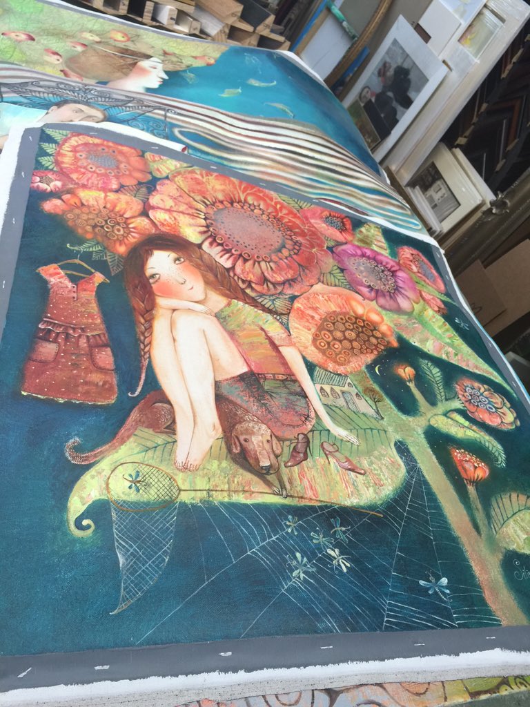 ThinkfeelArt's tweet photo. #annasilivonchik paintings getting ready to be stretched #spectrummiami2015 #thinkfeelcontemporary - booth 618. https://t.co/g0f5aaWyE7