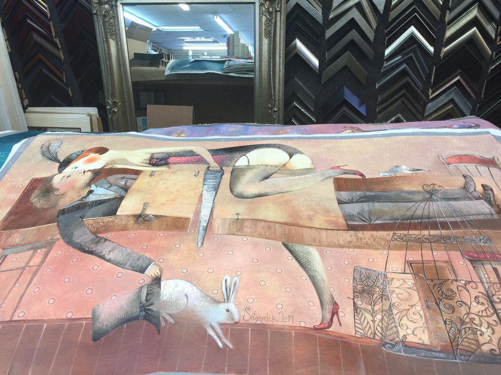ThinkfeelArt's tweet photo. #annasilivonchik paintings getting ready to be stretched #spectrummiami2015 #thinkfeelcontemporary - booth 618. https://t.co/g0f5aaWyE7