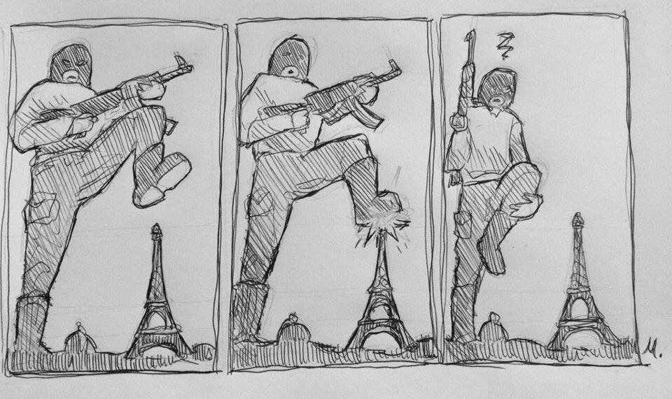 fezspencer's tweet photo. I've seen many images and cartoons on #ParisAttacks but this one is great https://t.co/we66N9gp1u