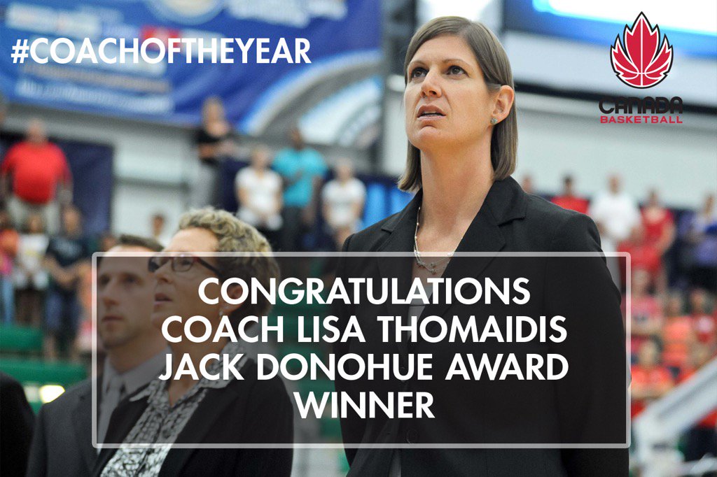 CanBball's tweet photo. Join us in congratulating SWNT Head Coach @LisaThomaidis, recipient of the Jack Donohue award! #CoachOfTheYear https://t.co/jY0DZZe1mk