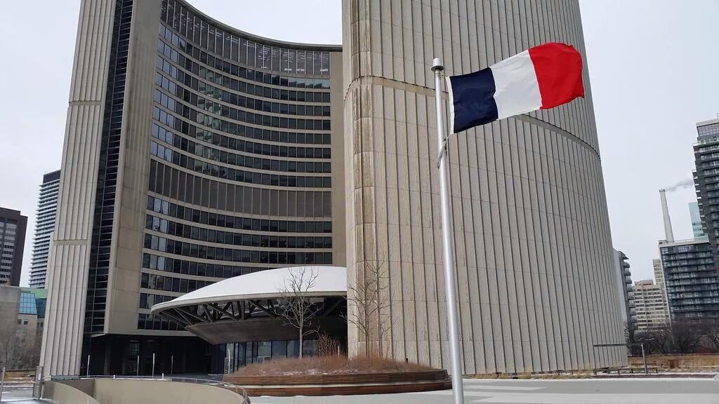 Hope it's flying defiantly once again at Toronto City Hall. #ParisStrong
