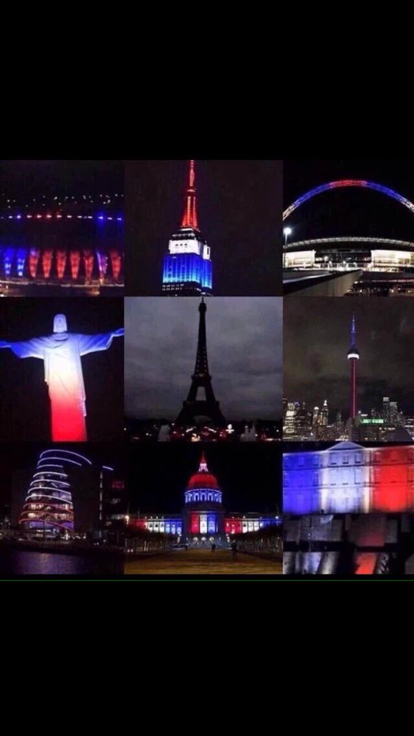 FlIosofia's tweet photo. "Cuando la ciudad de la luz se apaga , el mundo entero se ilumina para ella" #TodosSomosParis https://t.co/2z4dz9rsFd
