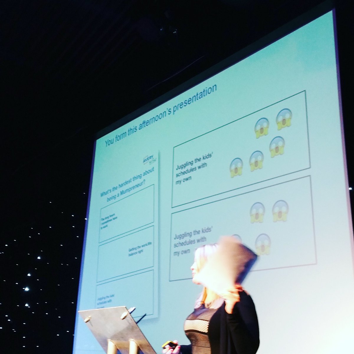 Here's @digitalblonde introducing the #AveryWePrint plans for #mumpreneur15 do you like our #emoji stickers?