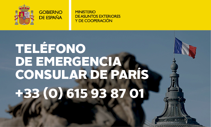 MAECgob's tweet photo. El teléfono de emergencia consular de #París +33 (0) 615 93 87 01 #TodosSomosParis @EmbEspFrancia https://t.co/MP8K2LNhZR
