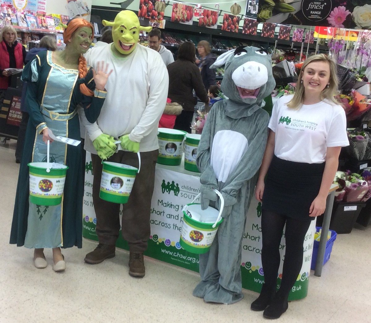 Raising money for <a href="/CHSW/">Children's HospiceSW</a> .Shrek fun day.