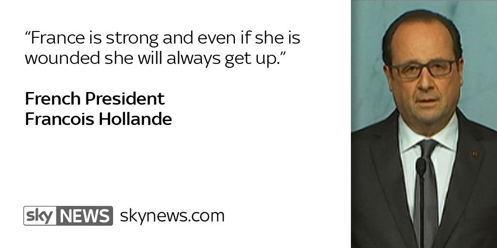 SkyNews's tweet photo. French President Francois Hollande has blamed Islamic State for #ParisAttacks https://t.co/b7aHR55kRD https://t.co/azolSxS0cC
