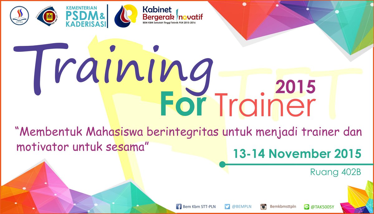BEMPLN's tweet photo. Hari ini masih berlangsung acara, TRAINING FOR TRAINER di ruang 403b
#TFT2015
#BEMKBMSTTPLN
#KabinetBergerakInovatif https://t.co/DLmD2OxajL
