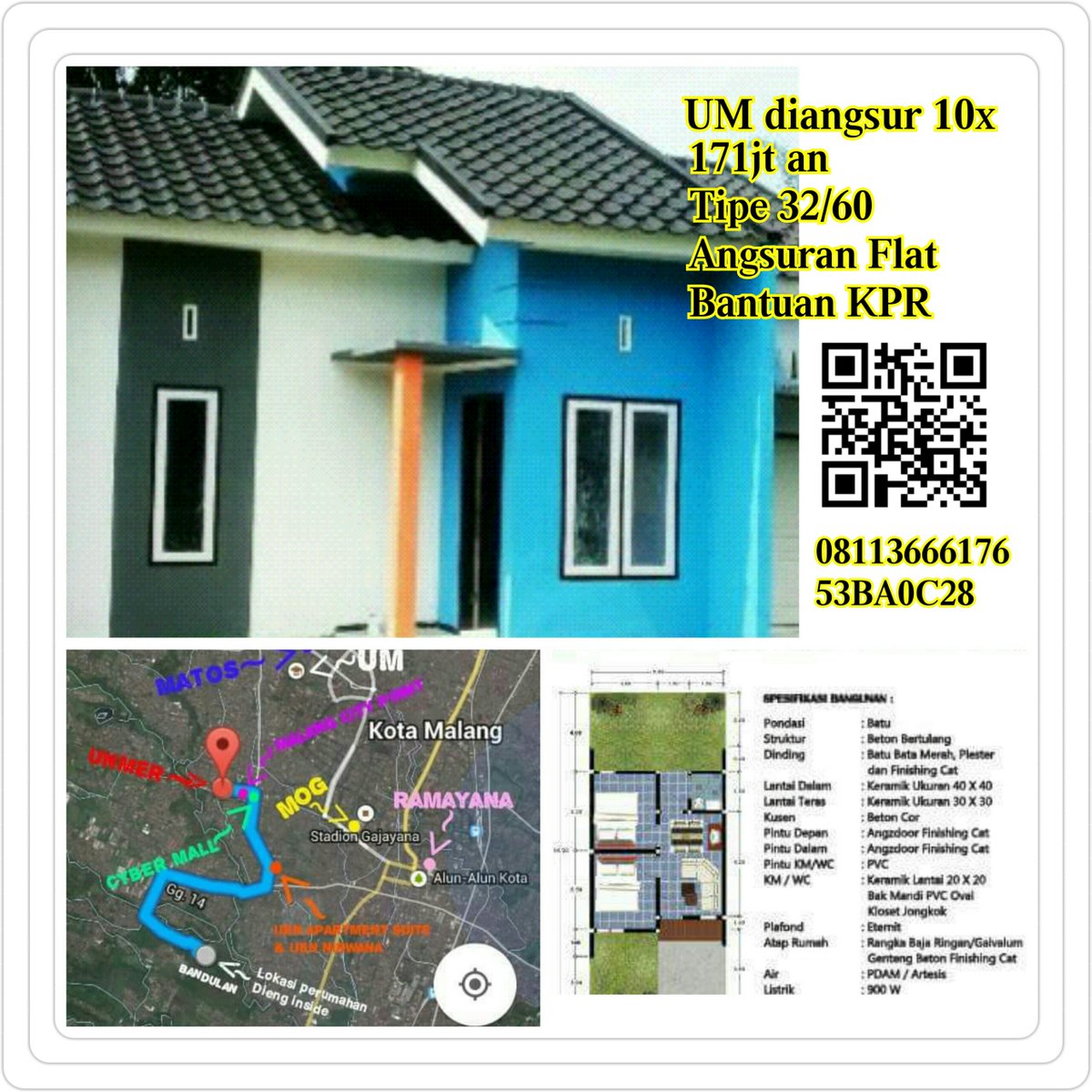 Rumah_MLG's tweet photo. Jual | Dieng Inside | 171jt-an | Bantuan KPR | UM diangsur 10x | Tipe 30/60 | Angsuran Flat 15th @infomalang #malang https://t.co/8M5YXrJeDv
