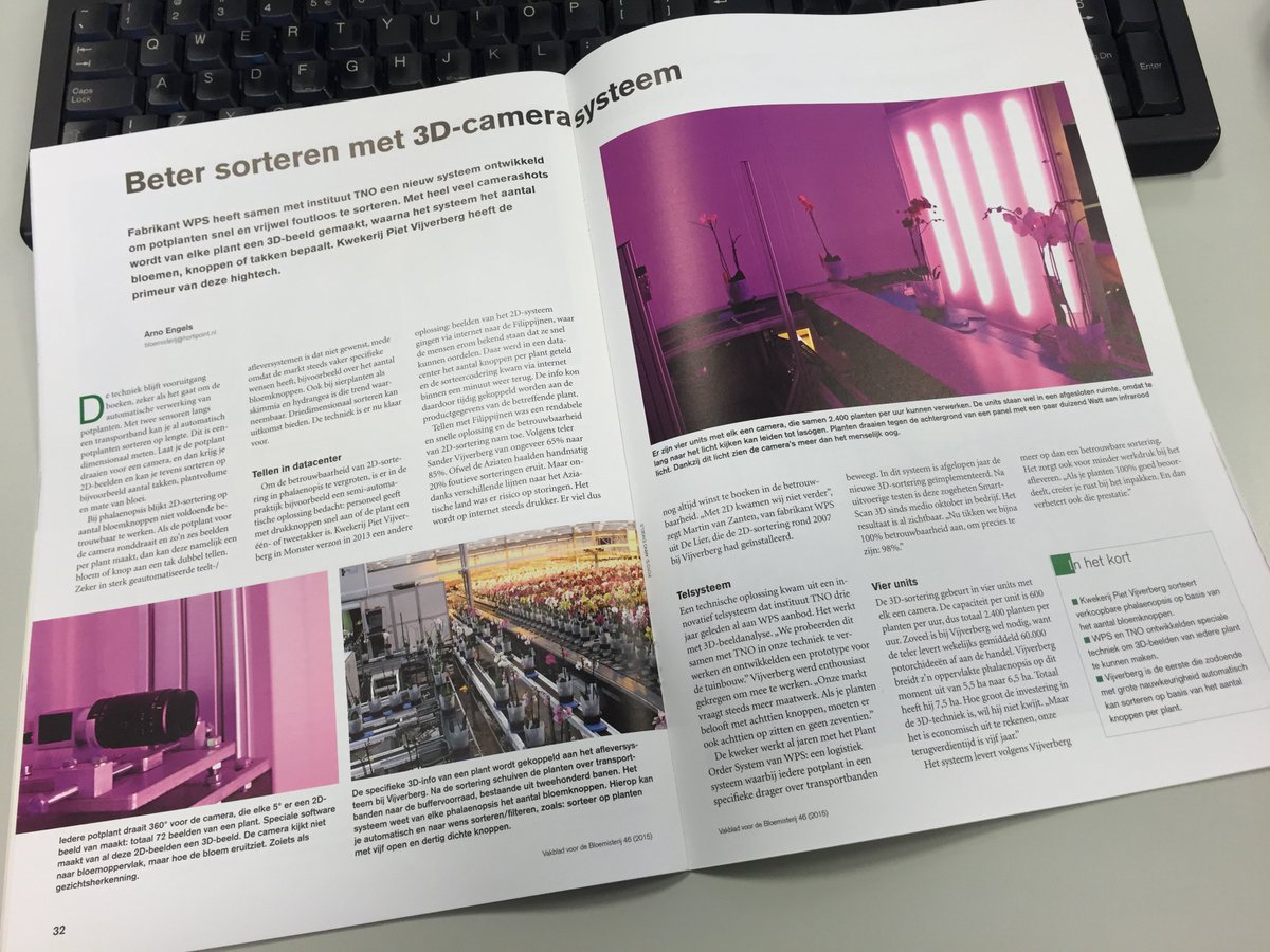 Mooi artikel over ons nieuwe camera sortering systeem in de <a href="/bloemisterij/">Bloemisterij</a>, de SmartScan 3D van <a href="/WPSHortiSystems/">WPS we prove solutions</a> .