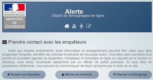#fusillade #Paris Un site Internet pour témoigner ou signaler une disparition >> securite.interieur.gouv.fr