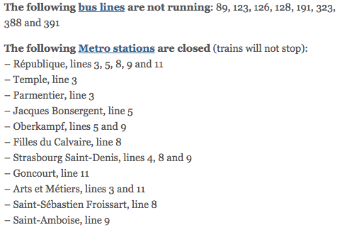 nytimes's tweet photo. What we know about transportation and government office closings in Paris https://t.co/kG1rThppgv https://t.co/kKCSGraUG7