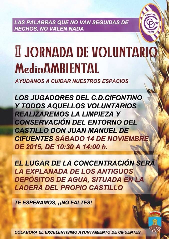 I Jornada de Voluntariado Medioambiental, cuidemos nuestro espacio, nuestro pueblo. Te esperamos!