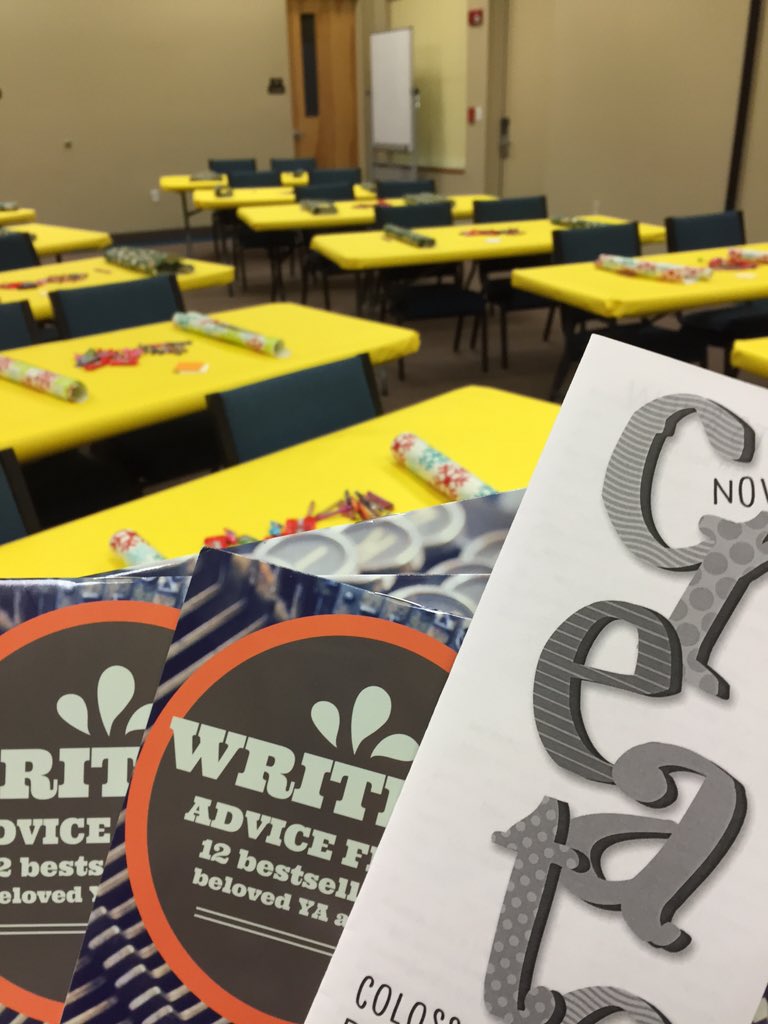 ChristinaFarley's tweet photo. Getting prepped for the plotting workshop for CREATE! Giving away chapbooks from @bethrevis as well!  #CREATE2015 https://t.co/qPihhreCUM
