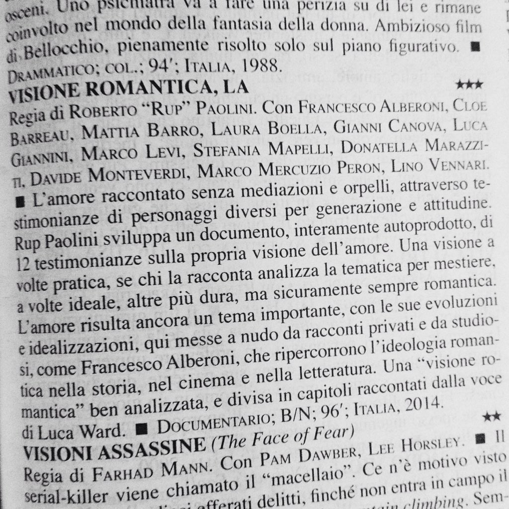 rrrup's tweet image. La Visione Romantica sul dizionario del cinema Farinotti!