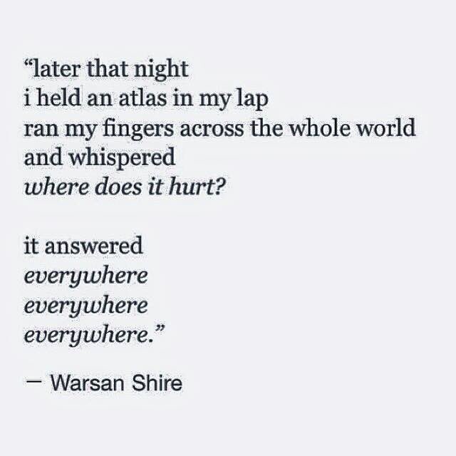 NimkoAli's tweet photo. .@warsan_shire sister your words speak for the world right now. ✌️✌️ https://t.co/jYPMvBjVe9