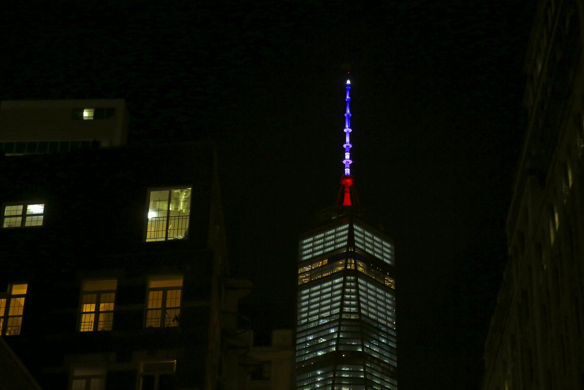 Paris: Landmarks across the world have been lit up in blue, white and red in support. " CTxFyc1XIAAK2Gj