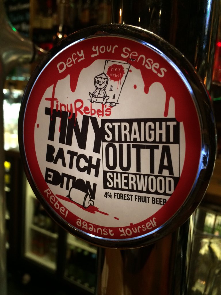 FontBarLPool's tweet photo. Straight Outta Sherwood, a tiny batch edition from @tinyrebelbrewco on keg #fruity #fontcraft https://t.co/juysZck0ow