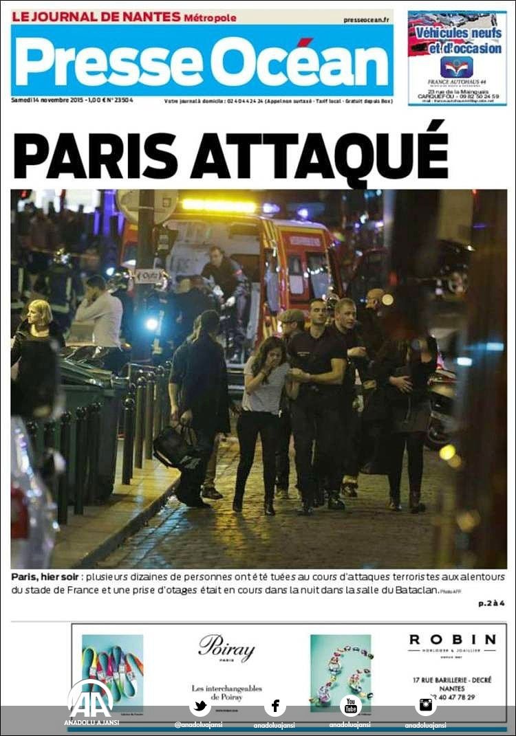 Paris saldırısının Fransa basınındaki yansımaları   bit.ly/1lokrpl