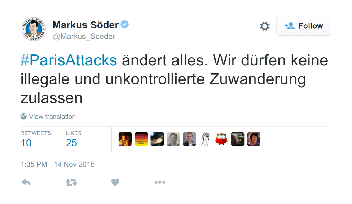 SimonHurtz's tweet photo. Vier Reaktionen auf #Paris, eine widerwärtiger als die andere. #NousSommesUnis https://t.co/CS9V8lW1mY