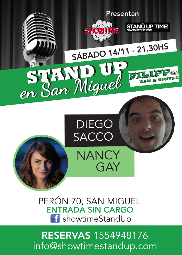 SAN MIGUEL!! HOY 21:30 hs hay #StandUp en #Filippo (Av. Perón 70) con @NancyGay1 y <a href="/diegosacco/">sacco diego</a>-
