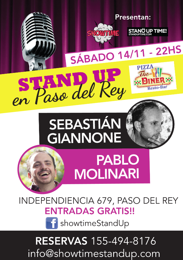 P.DEL REY!!! HOY 22:00 hs #StandUp #GRATIS en #DinerRestobar (Independencia 679) con <a href="/PabloMolinari/">Pablo Molinari</a> y <a href="/Tanogiannone/">Sebastian Giannone</a>