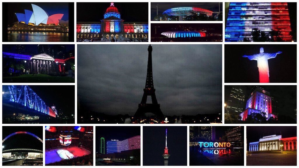 GuillaumeAuda's tweet photo. La Tour Eiffel assombrie. La planète bleu blanc rouge. https://t.co/2q24z2Onza