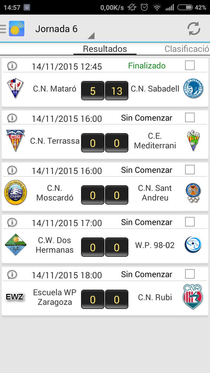 WPCenter_app's tweet photo. Resultados matinales de la jornada de hoy. #DHM #DHF #Waterpolo https://t.co/lYmxHFqRKZ