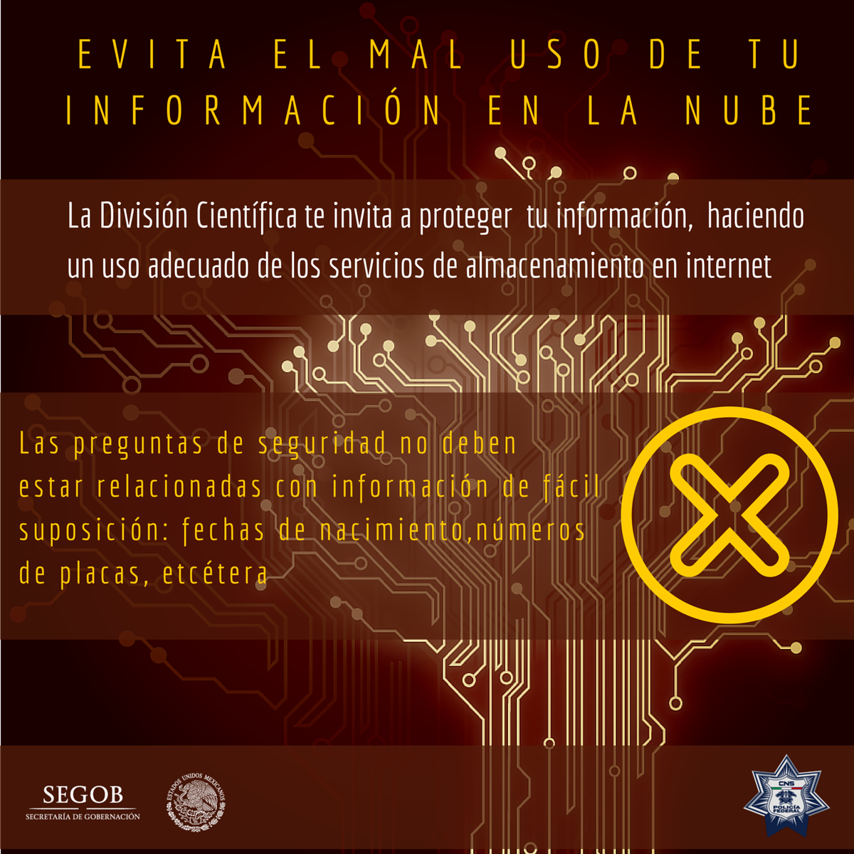 SEGOB_mx's tweet photo. Evita entregar información privada o datos personales a través de #Internet. Sigue recomendaciones de @PoliciaFedMx https://t.co/HDOhp1wPjH