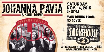 LancSmokehouse's tweet image. Tonite 8pm our live music continues with @SoulDriveSoul w Johanna Pavia! KW's home of the Blues! @GrandRiverBlues