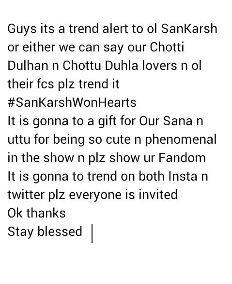 UtkarshSana_FC's tweet photo. To ol Uttu n sana related fcs n other interested ones plz see this n do this #SanKarshWonHearts 
Trnd ll strt tmrrw https://t.co/OQy1N8n2Dn
