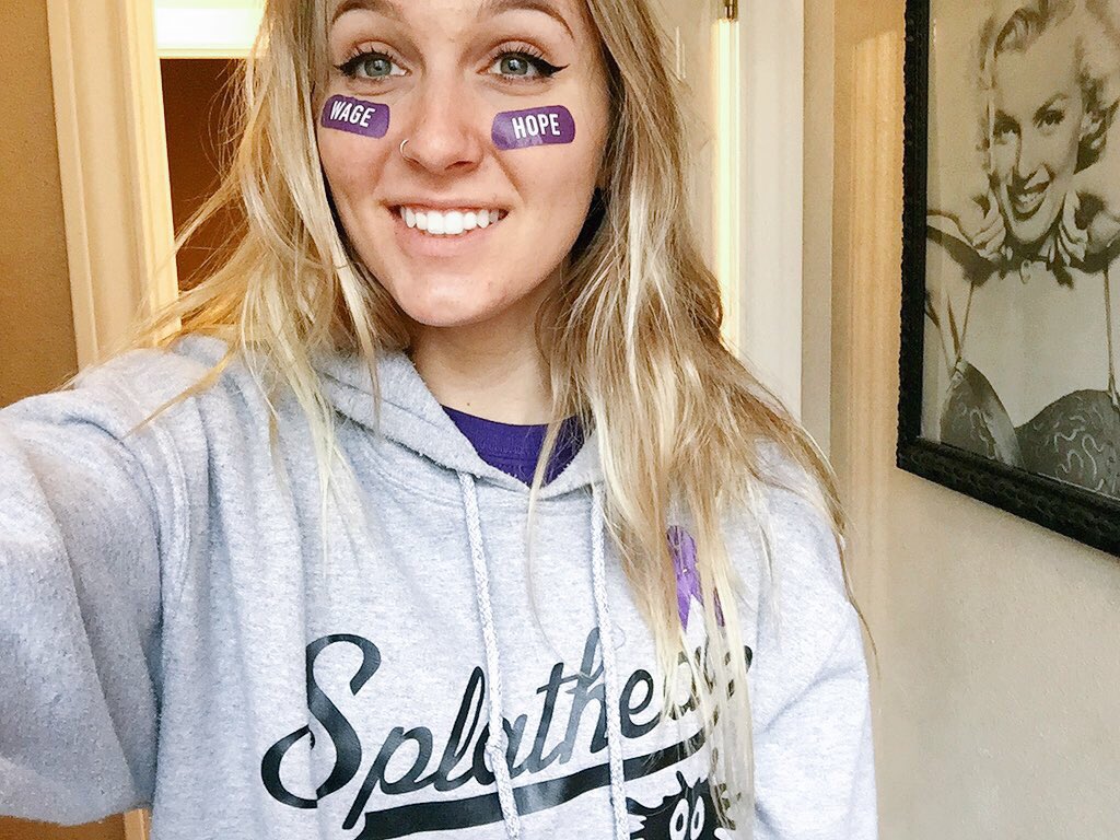 TheBrooklynM's tweet image. so I sang the national anthem for pancreatic cancer today. 'Twas a good morning 💜 I love you paw paw