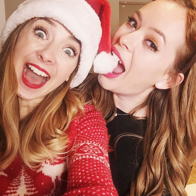 bombaflayout's tweet image. Zoe Sugg and Tanya Burr- Christmas