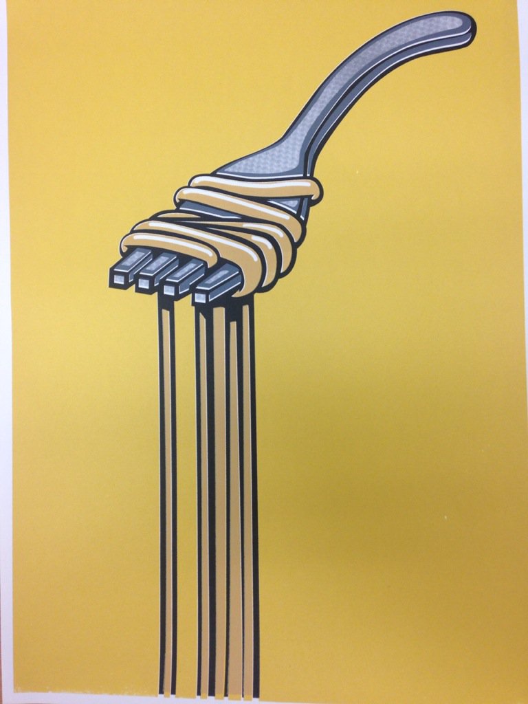 Another screenprinting workshop today, particularly impressed with James's first #Screenprint #4layers!