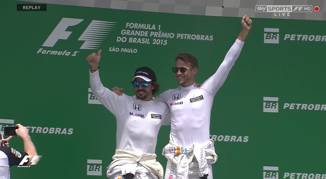 SkySportsF1's tweet photo. Two McLaren drivers have finally stood on the podium this season https://t.co/iJ8nArGqBo #SkyF1 #BrazilGP https://t.co/MYDrWS5ub7