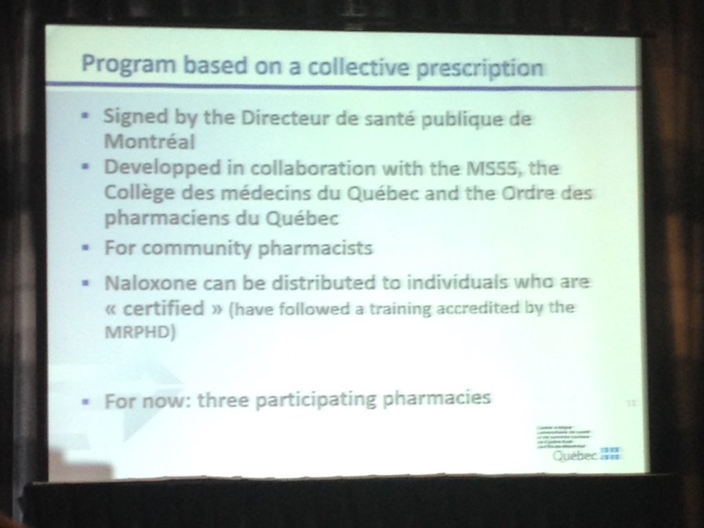 TinaMBarton's tweet photo. Learning how opioid overdose (naloxone) program &amp; training was developed in Montreal. #collectiveimpact #CCENDU https://t.co/vGy4oMHtRK